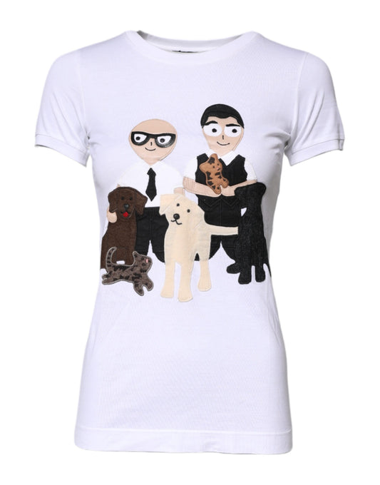 Camiseta blanca de algodón con bordado #DGFAMILY