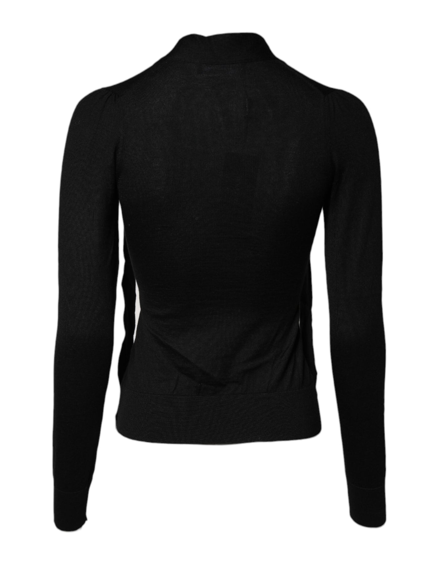 Top de manga larga con cuello Ascot de cachemira negra