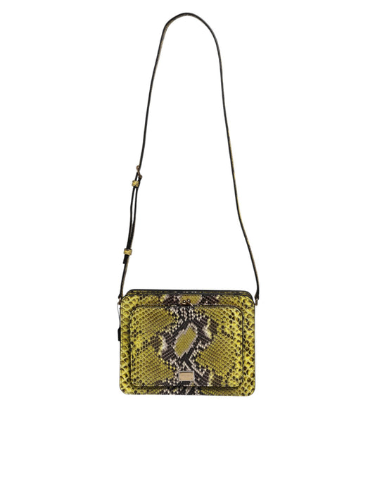 Pochette à bandoulière en cuir exotique vert DG Plaque