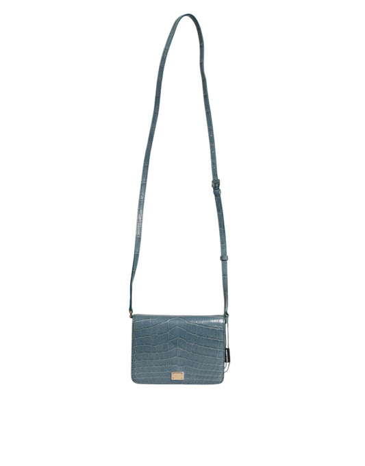 Mini sac bandoulière en cuir exotique vert DG Plaque