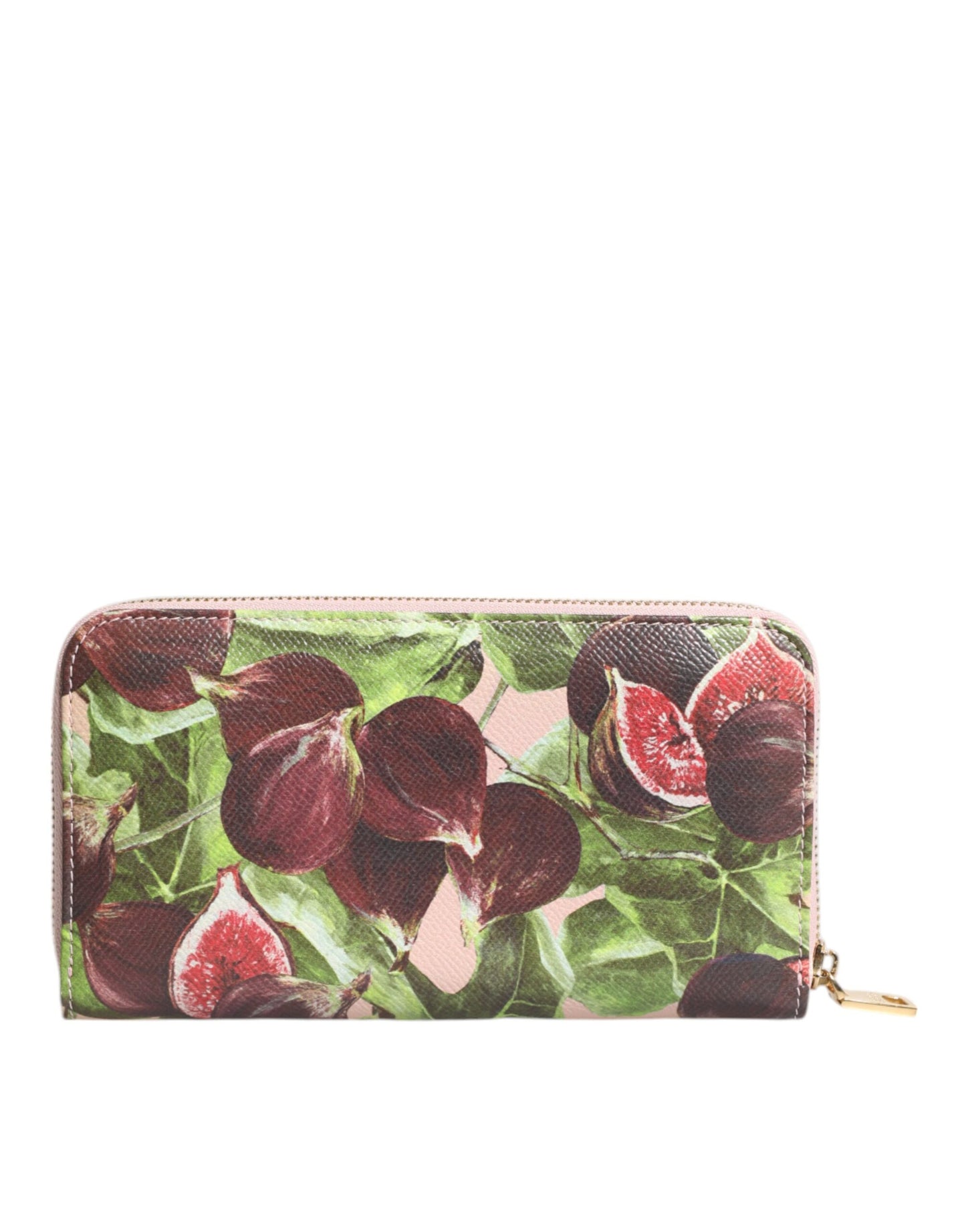 Cartera continental con cremallera de piel Dauphine con forma de higo multicolor
