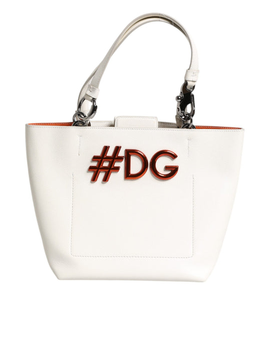 Bolso tote de piel blanca con asa superior #DG BEATRICE
