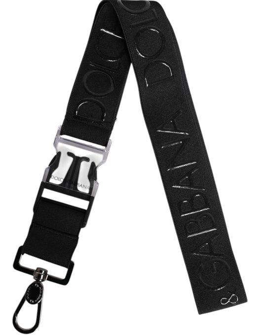 Porte-clés en polyester extensible noir caoutchouté avec logo DG