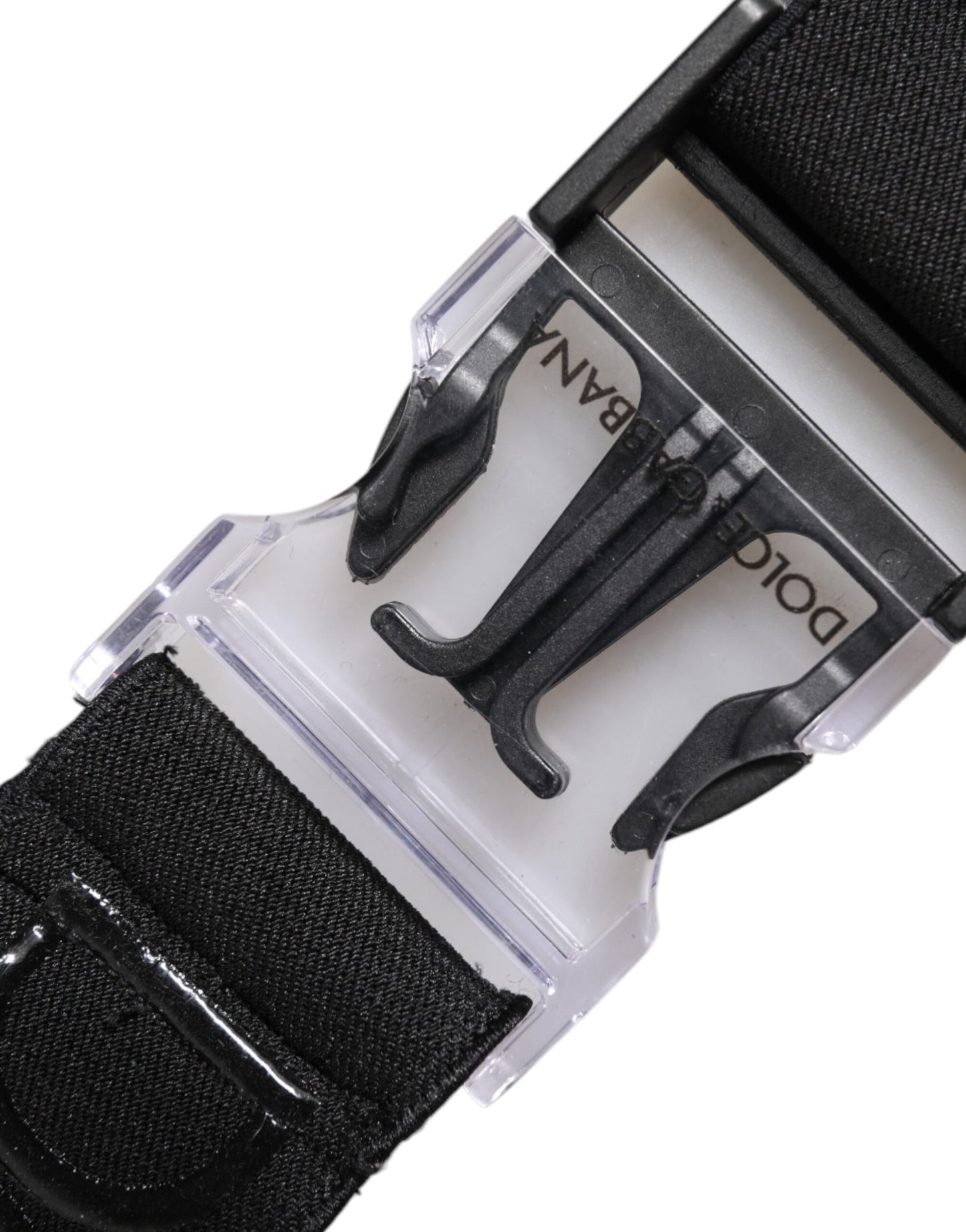 Porte-clés en polyester extensible noir caoutchouté avec logo DG