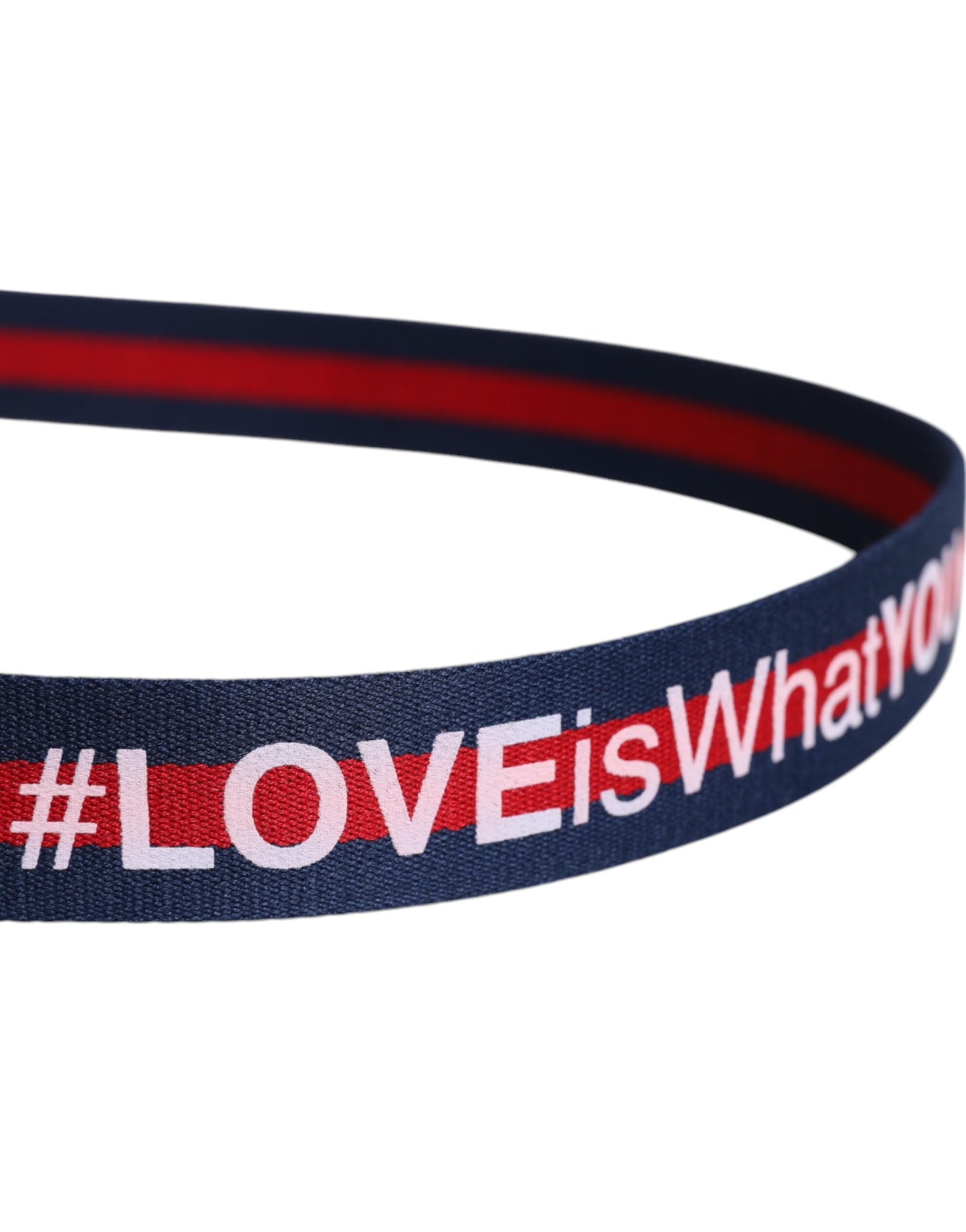 Cinturón de cuero de algodón azul con hebilla metálica estampada