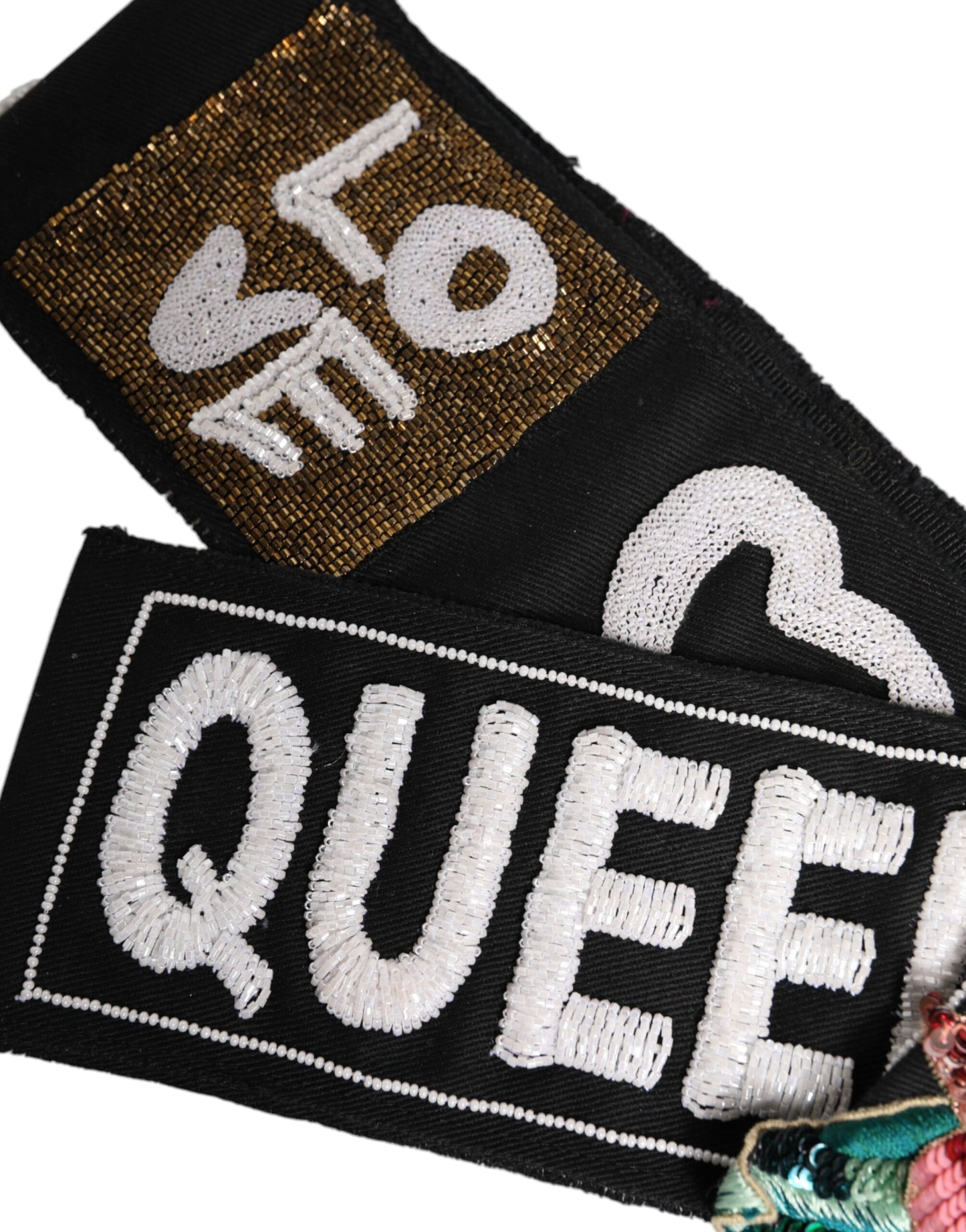 Ceinture extensible noire à ornements multicolores