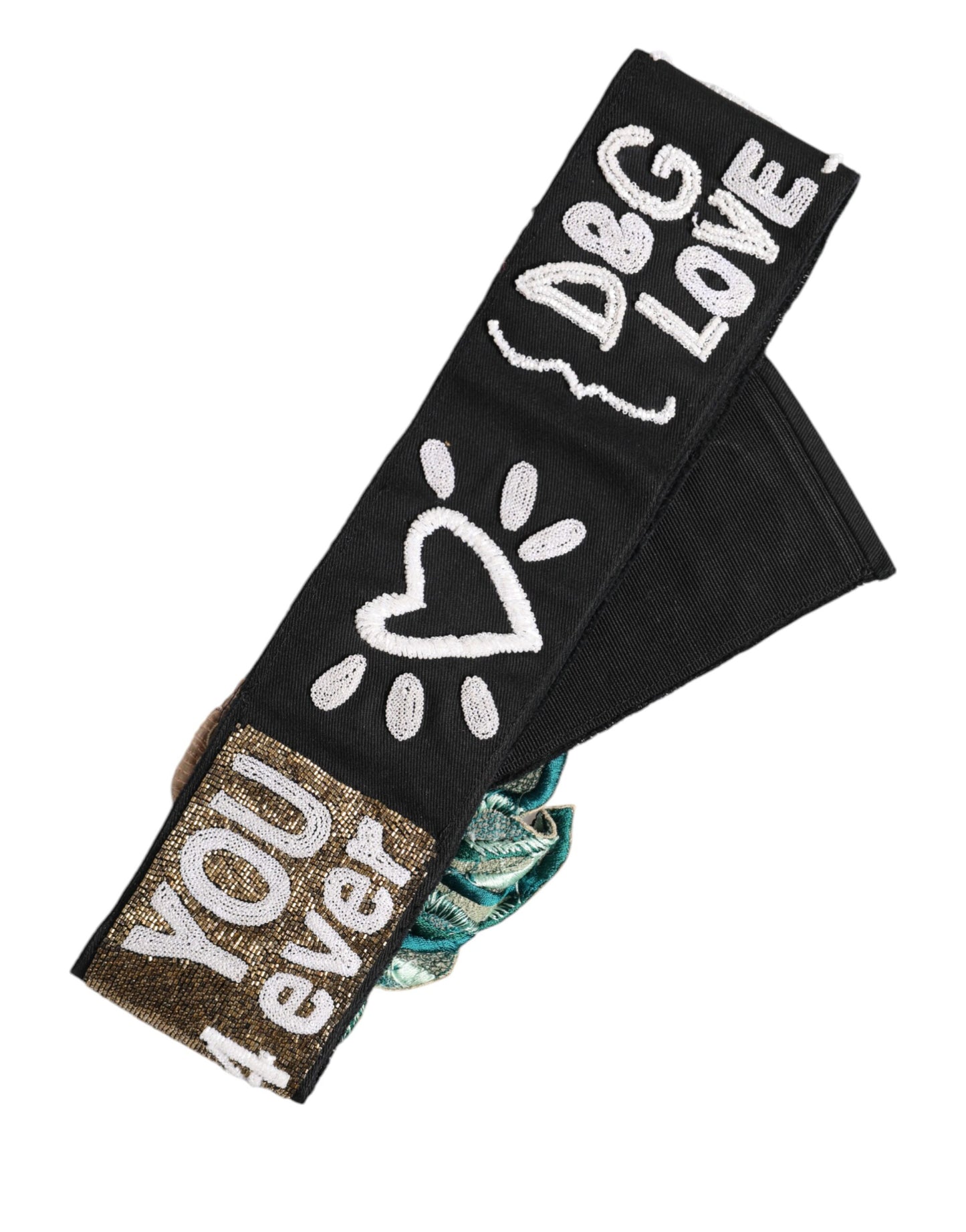 Ceinture extensible noire à ornements multicolores