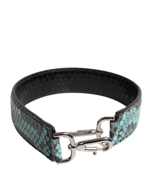 Correa de hombro para bolso de piel exótica negra y azul