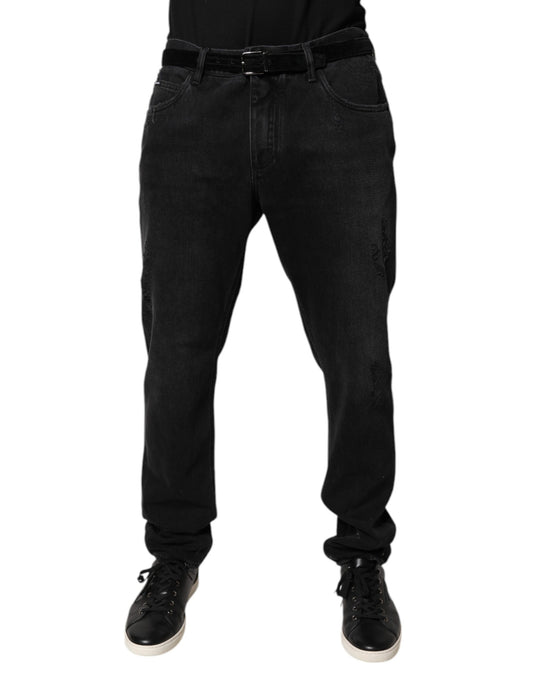 Jean skinny en coton noir pour homme