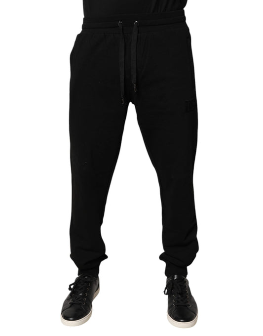 Pantalon de jogging taille moyenne en coton noir