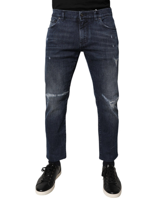Jean skinny bleu en coton stretch pour homme