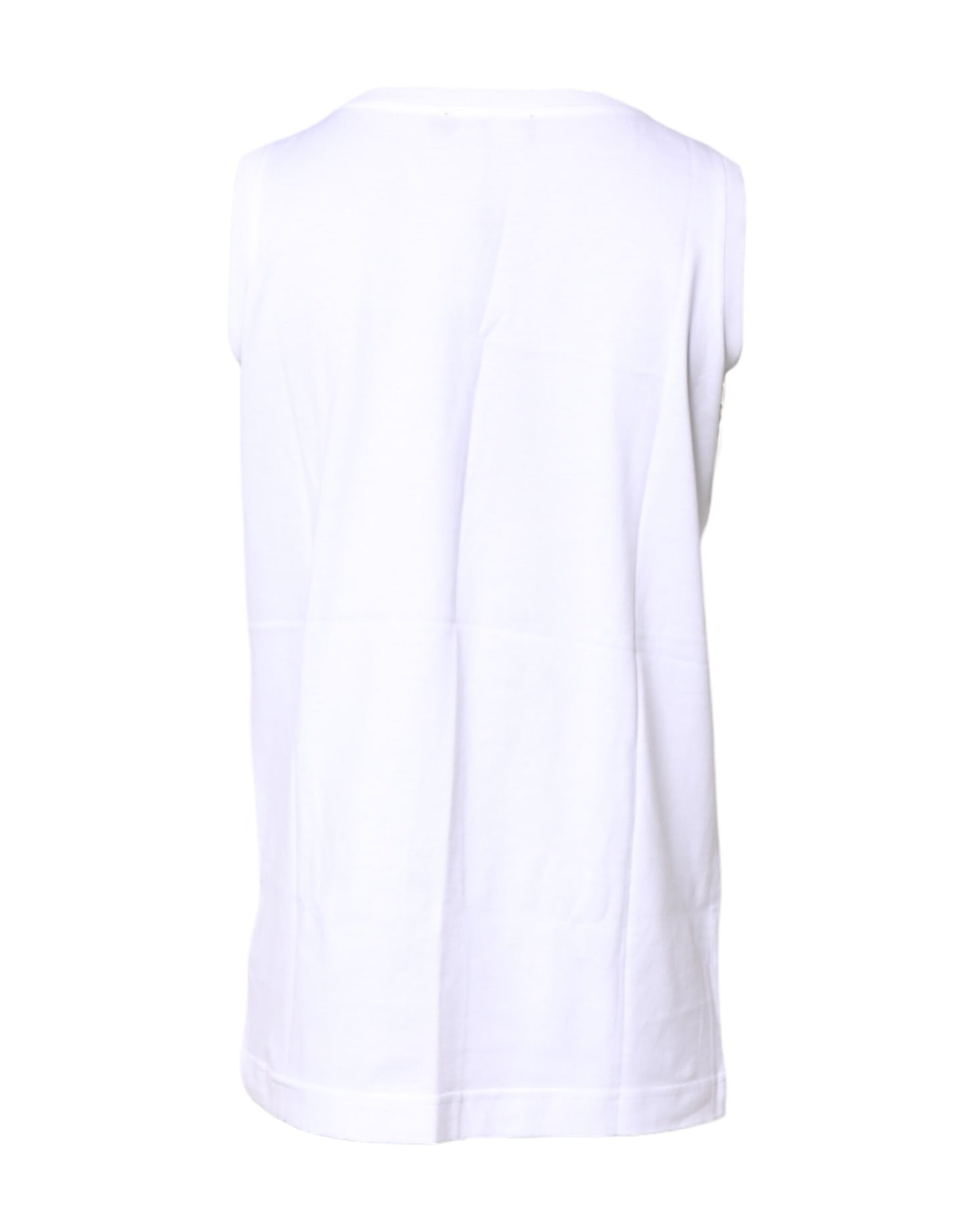 Camiseta blanca de algodón sin mangas con cuello redondo