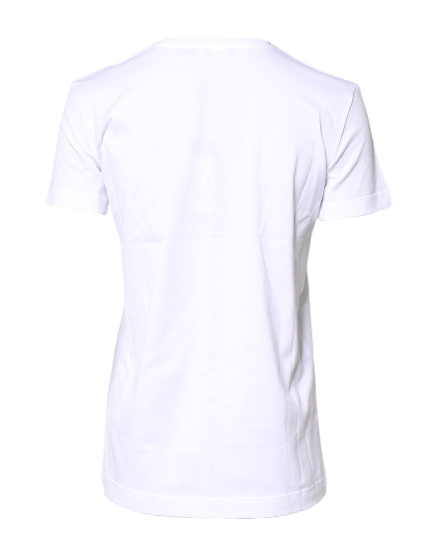 Camiseta blanca de algodón con cuello redondo y manga corta