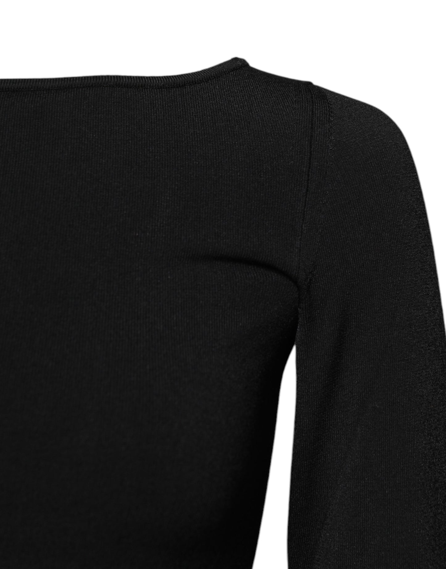 Top tipo jersey de manga larga de viscosa negra