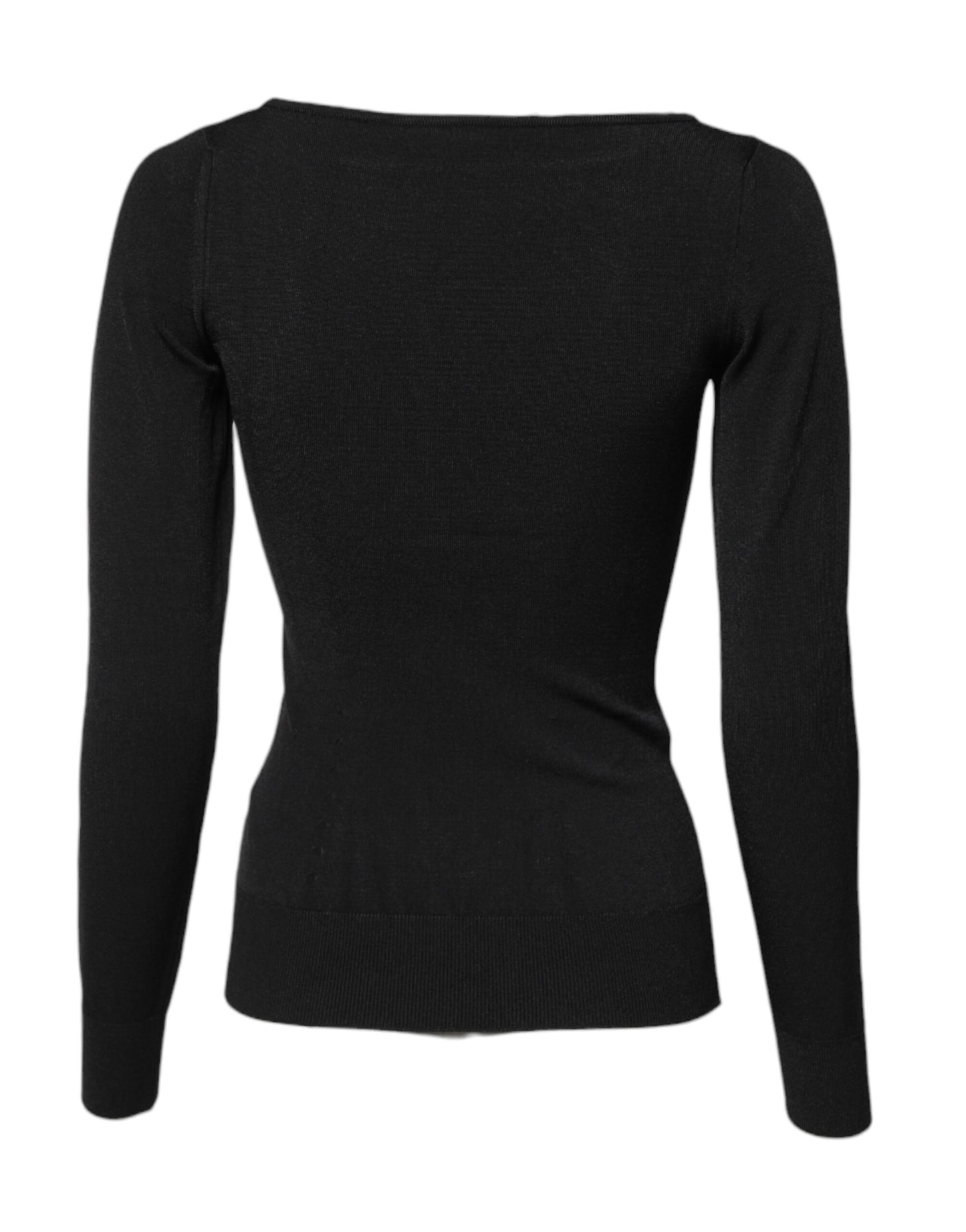 Top tipo jersey de manga larga de viscosa negra