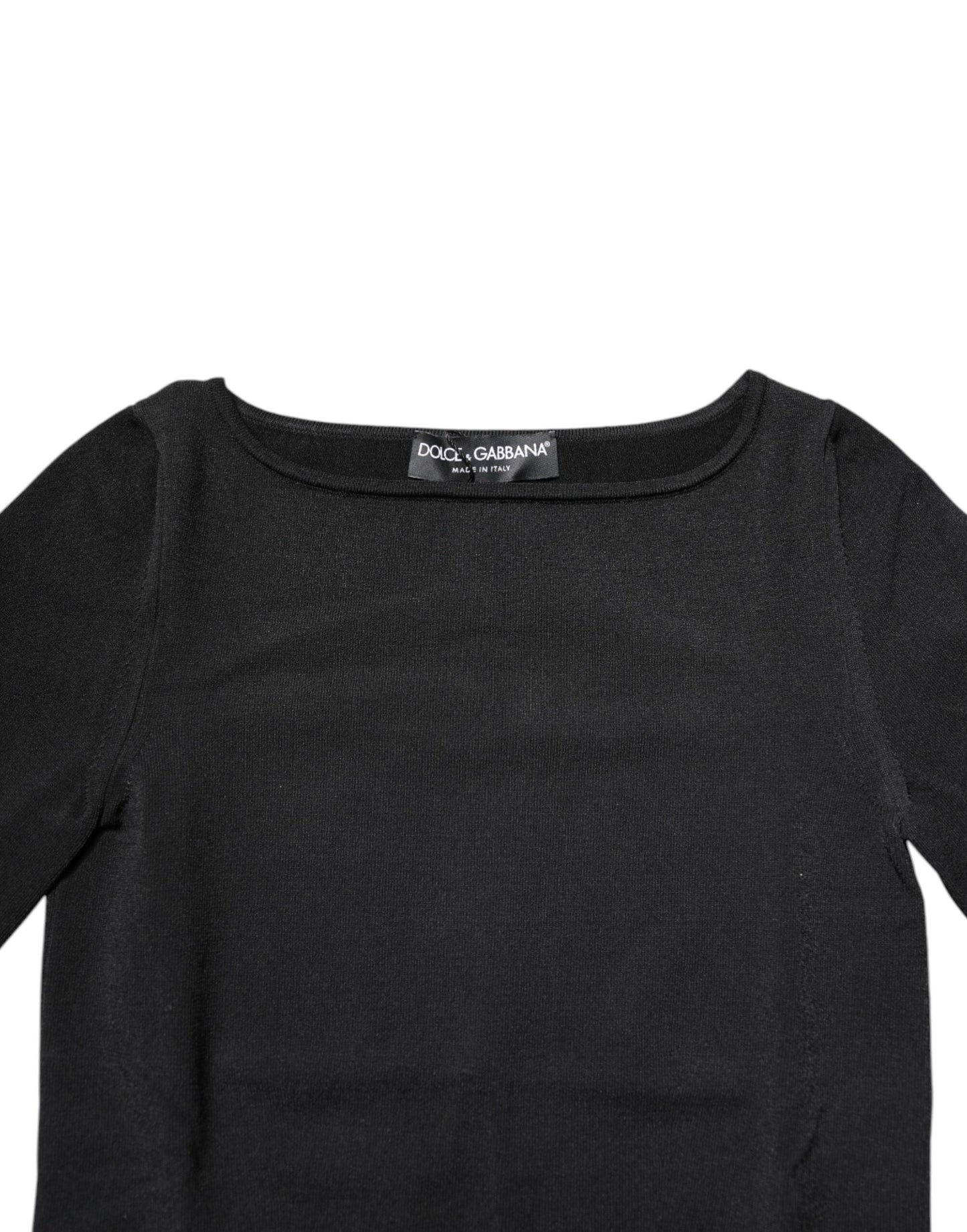 Top tipo jersey de manga larga de viscosa negra