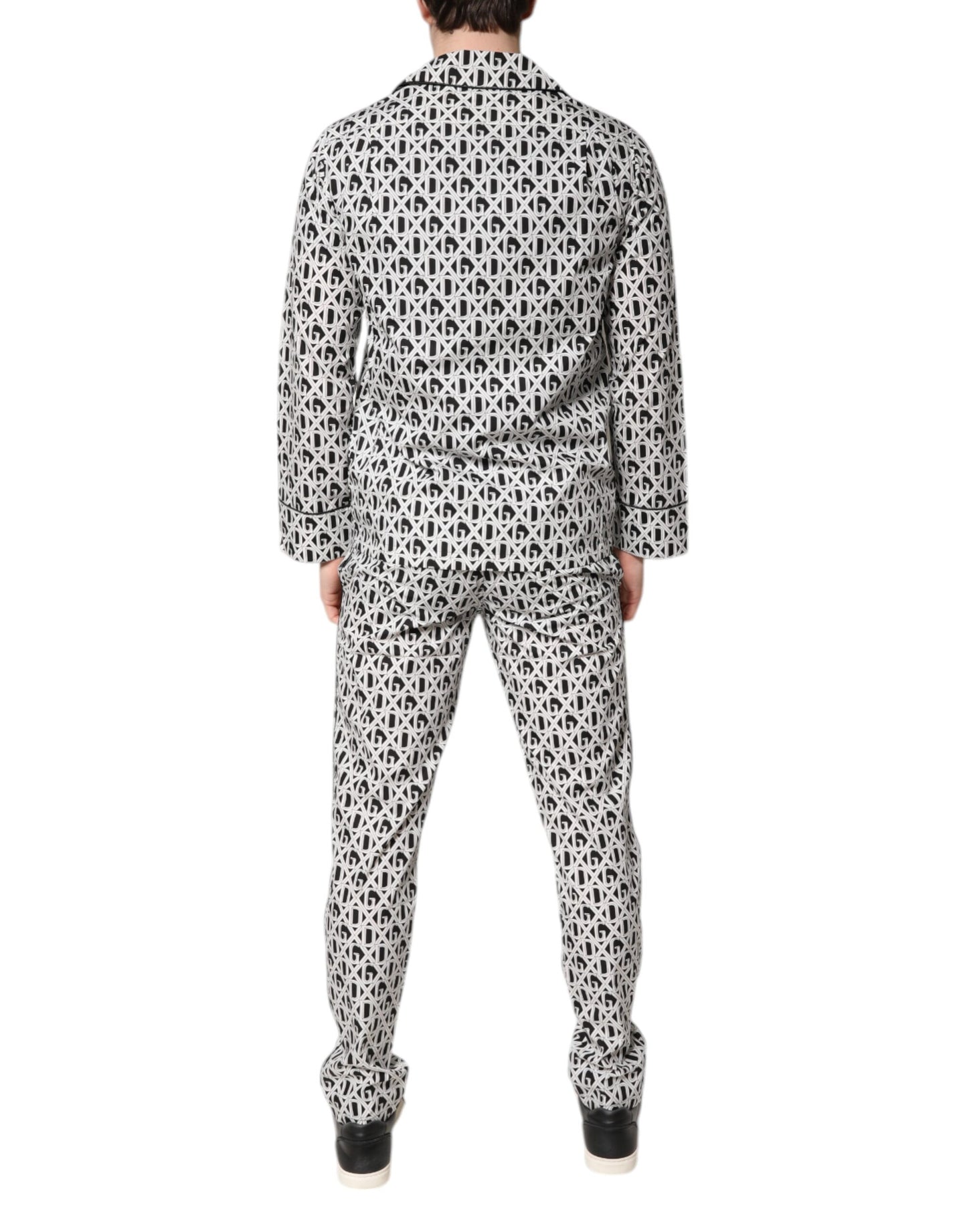 Ensemble pyjama en coton imprimé DG noir et blanc