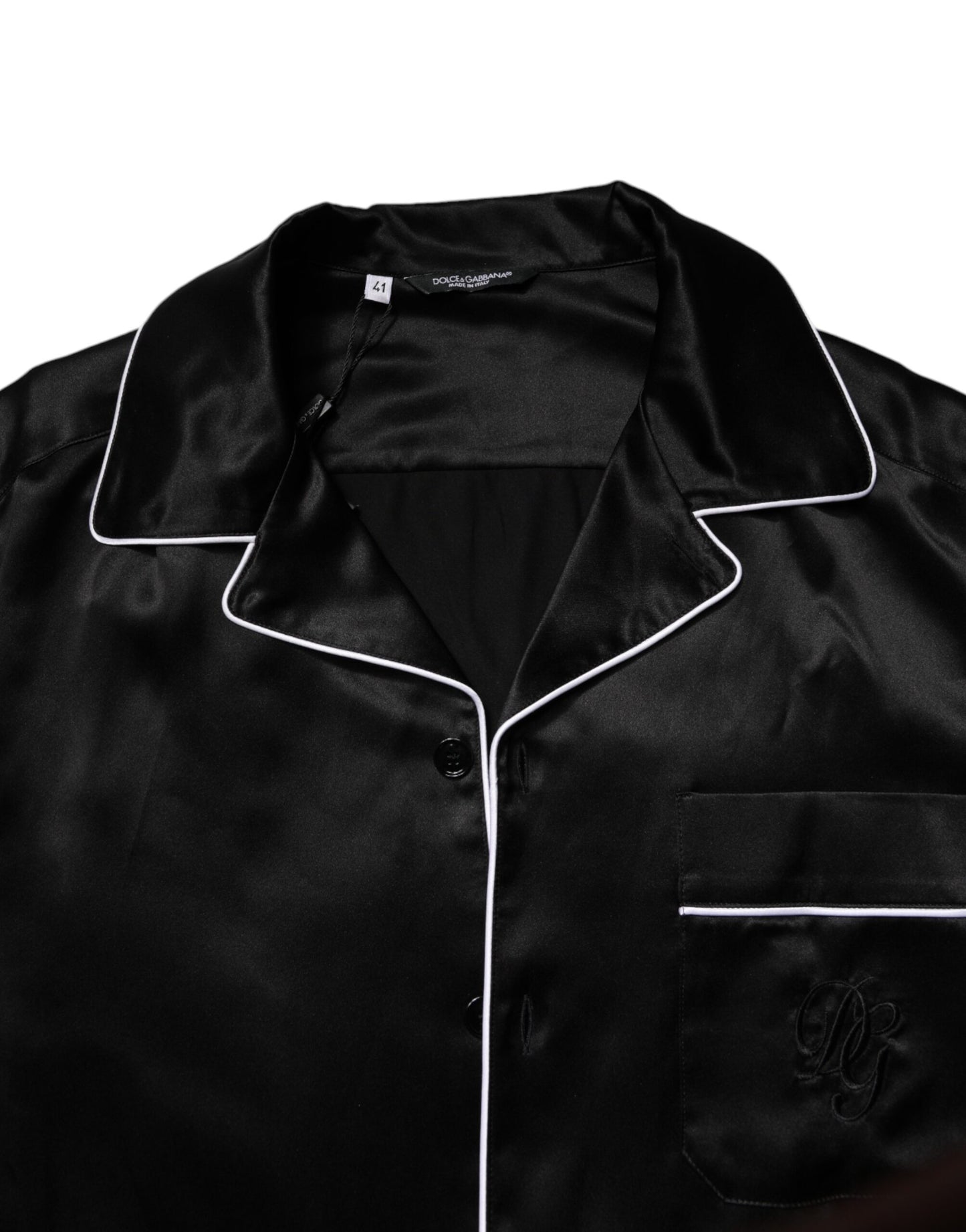 Ensemble pyjama chemise et pantalon en soie noire