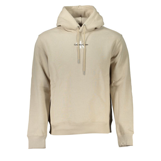 Sudadera con capucha de polar beige con logotipo bordado
