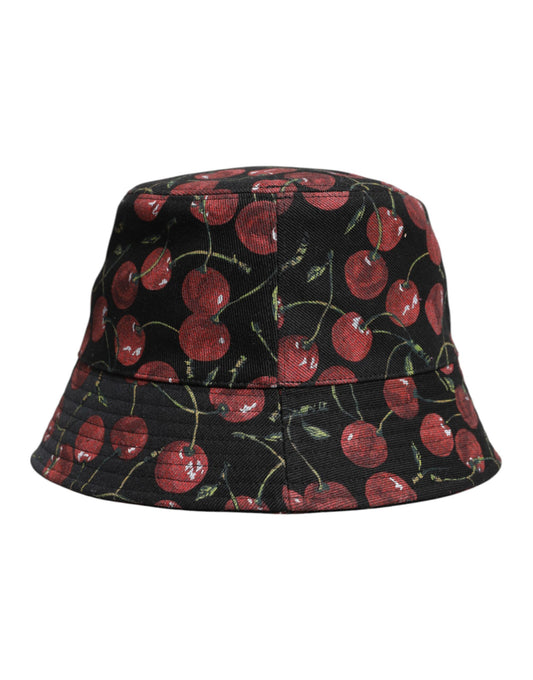 Sombrero de pescador de ala ancha con estampado de algodón negro