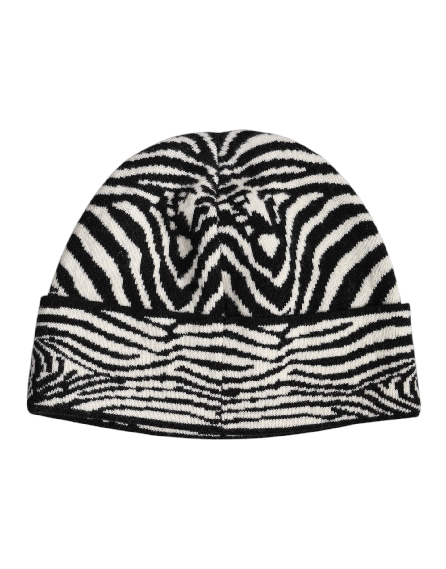 Bonnet d'hiver tricoté zèbre noir et blanc