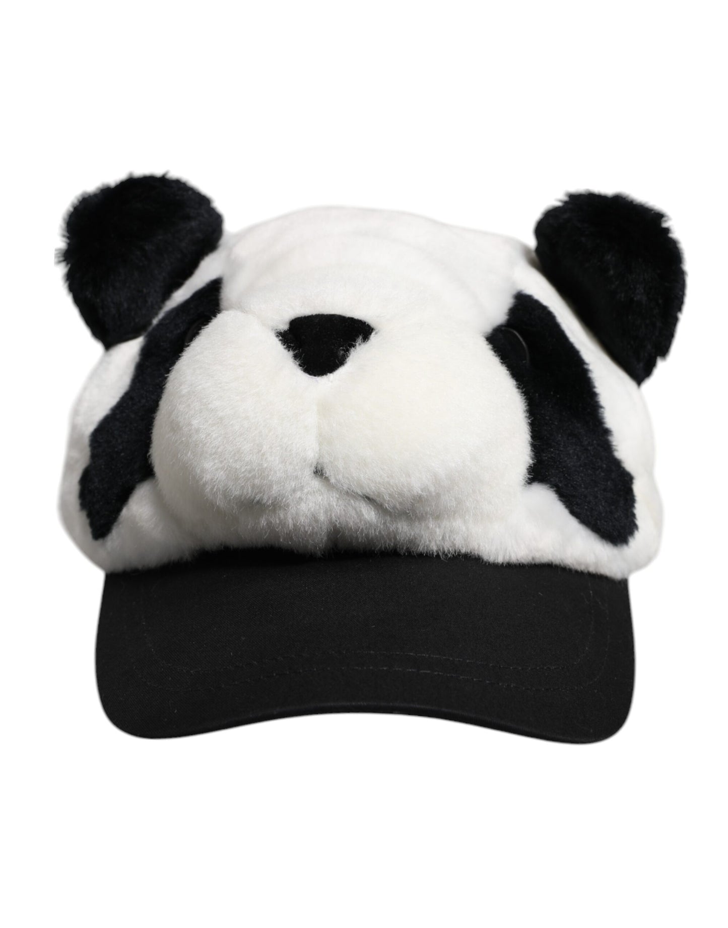 Casquette de baseball en fourrure de panda noire et blanche pour femme