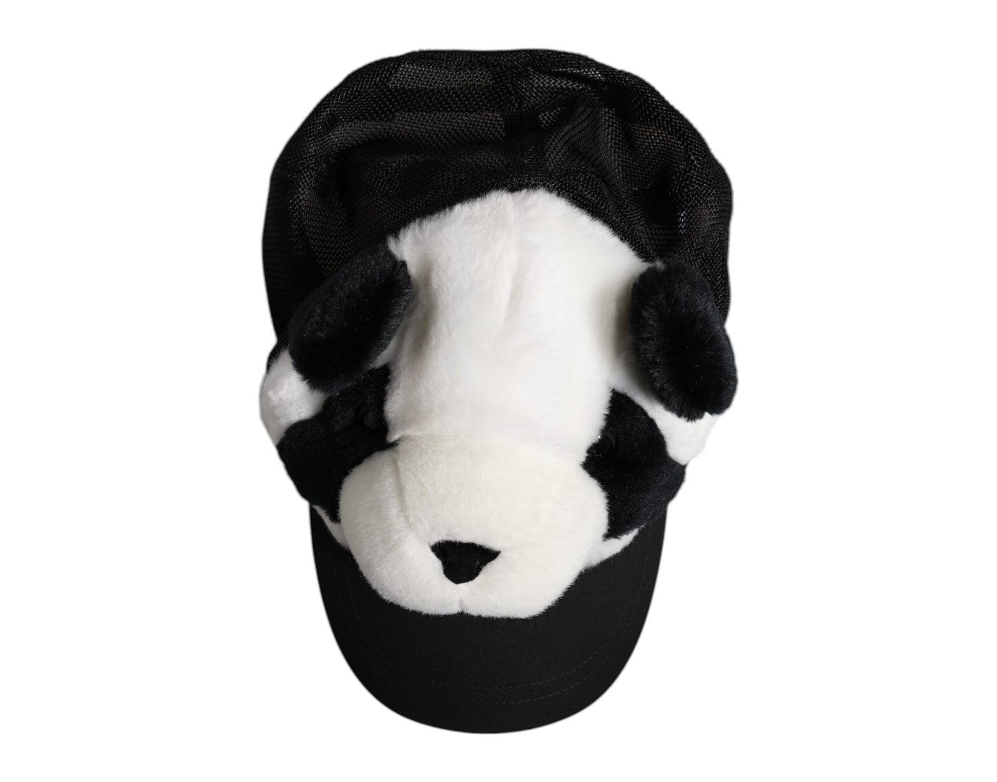 Casquette de baseball en fourrure de panda noire et blanche pour femme