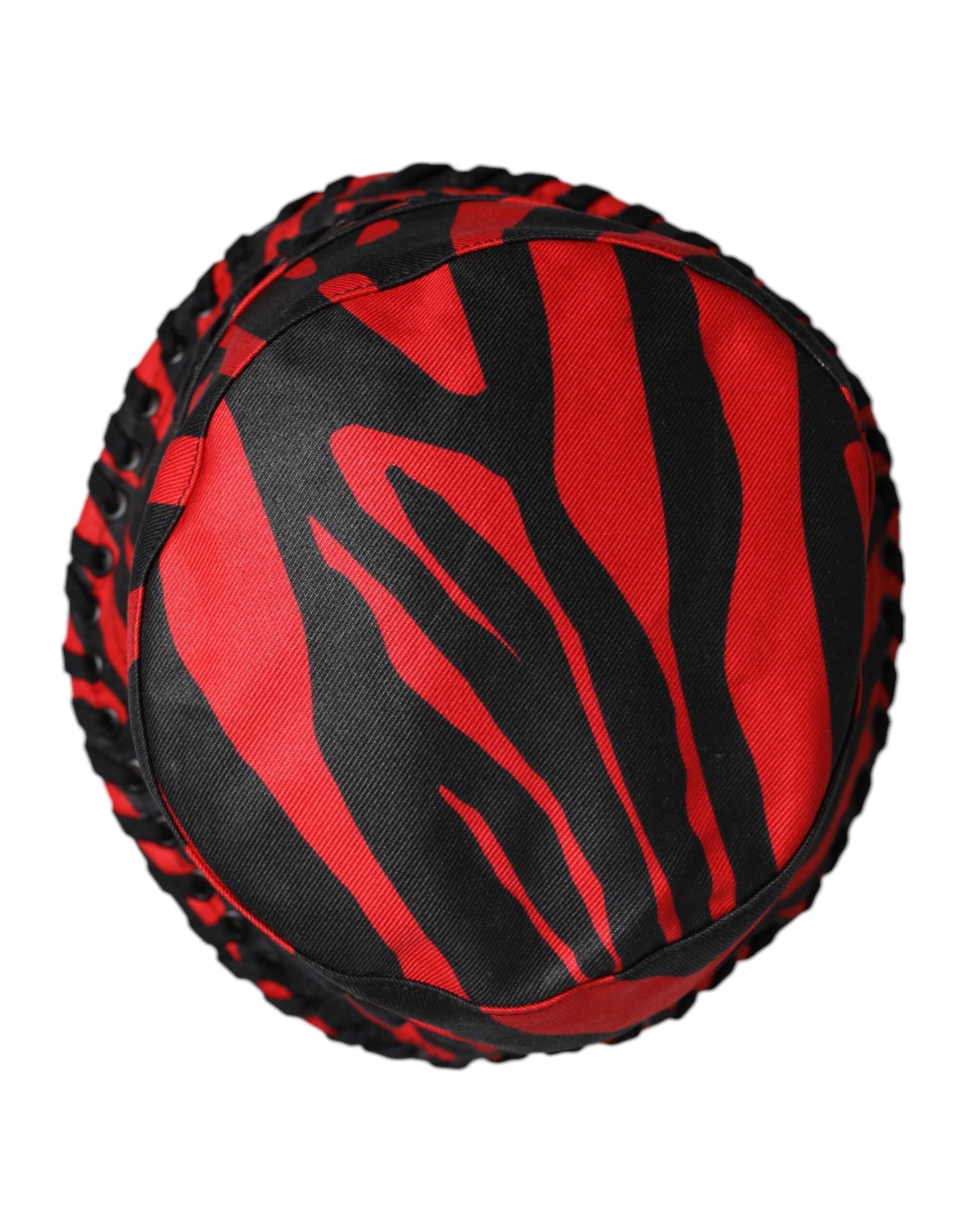 Chapeau bob à large bord en polyester à rayures noires et rouges