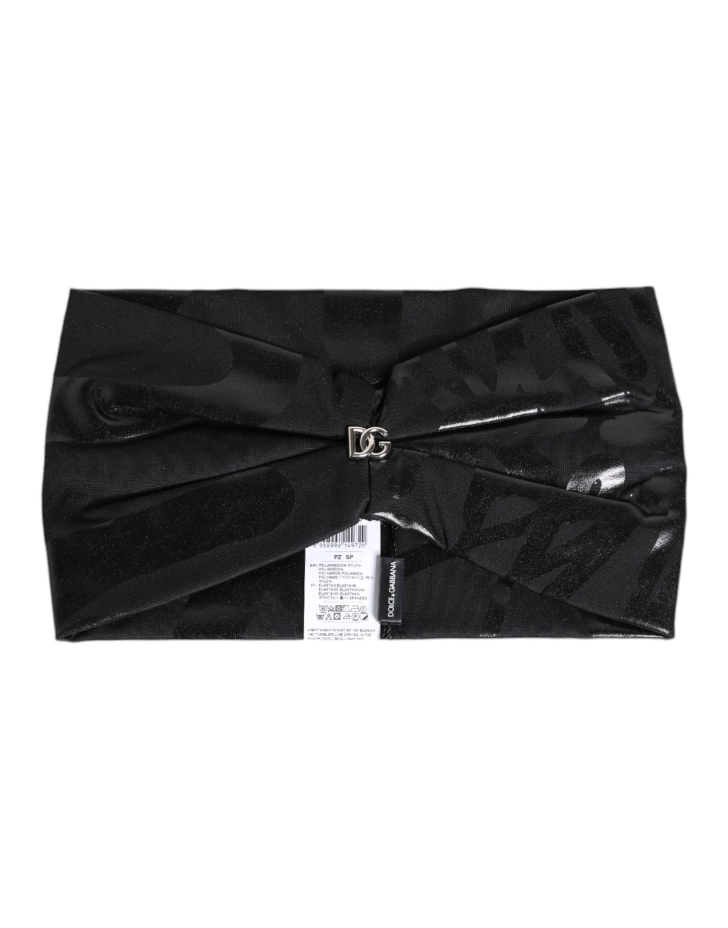 Black Nylon Stretch DG Logo Head Band Hat