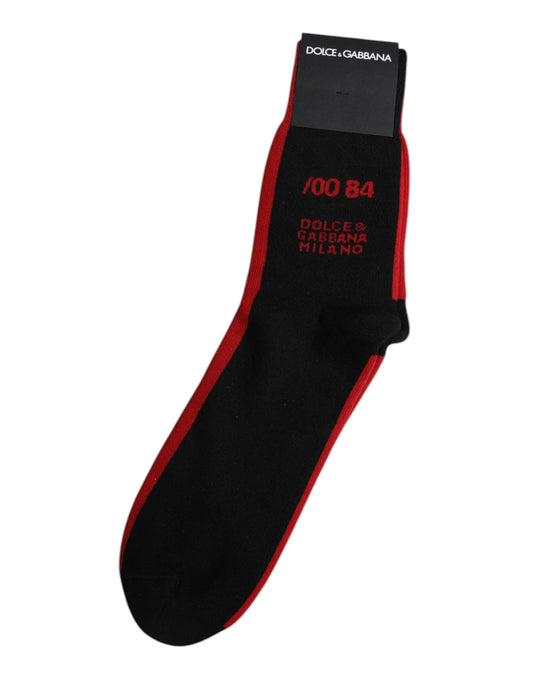 Black Nylon DG Logo Mid Calf Men Socks