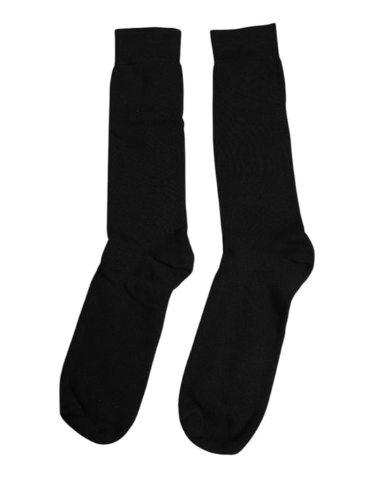 Chaussettes mi-mollet noires en coton uni pour homme