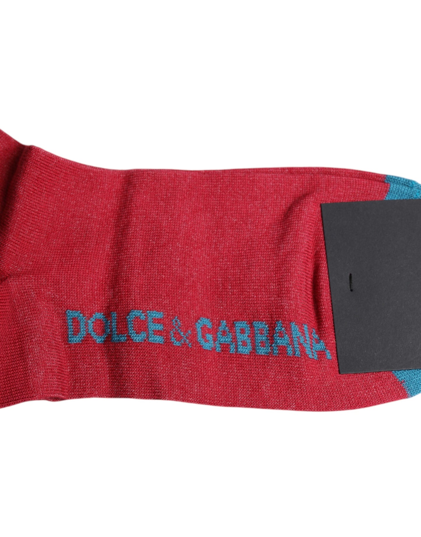 Red Cotton DG Logo Print Mid Calf Socks