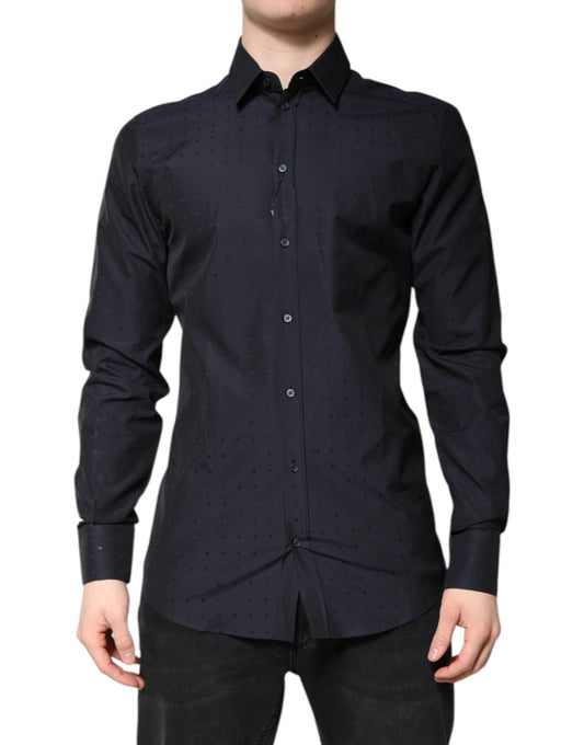 Chemise habillée en coton noir pour homme, couleur or