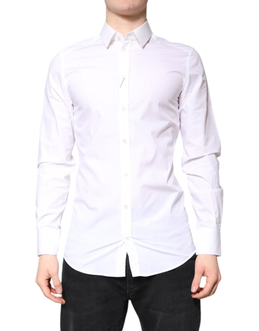 Chemise habillée à col en coton blanc doré