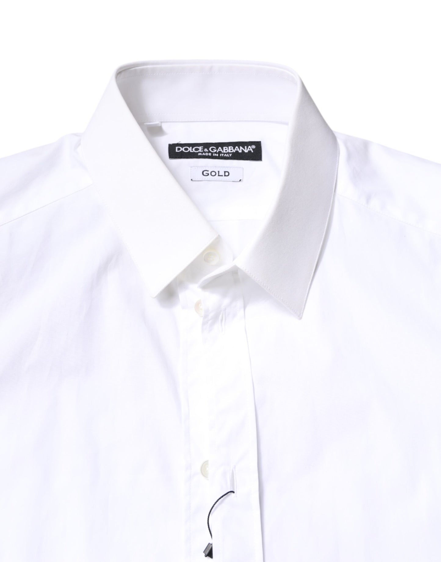 Vestido formal con cuello y camisa de algodón blanco dorado