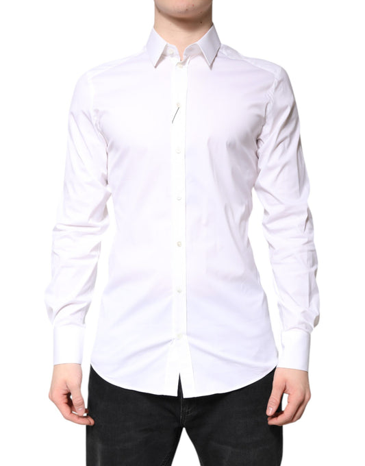 Chemise habillée à col en coton blanc doré