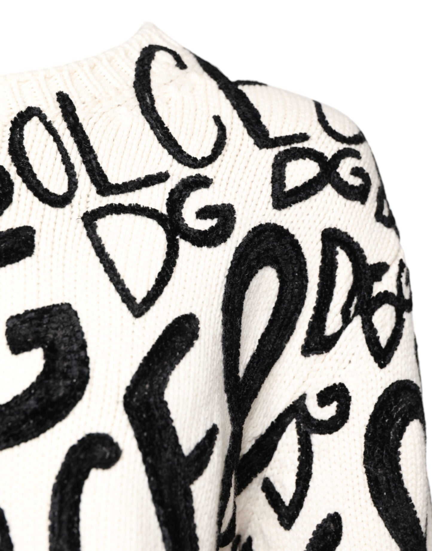 Suéter para mujer con estampado de logotipo en blanco y negro