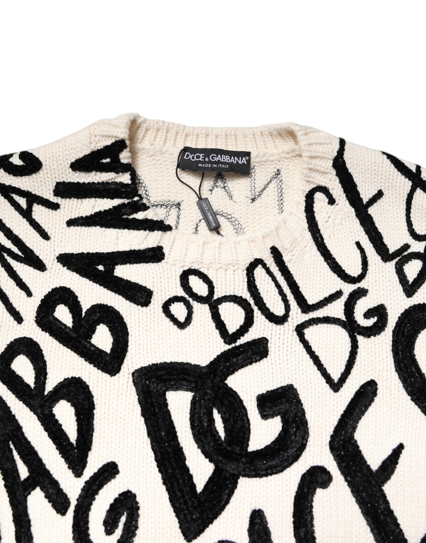 Suéter para mujer con estampado de logotipo en blanco y negro
