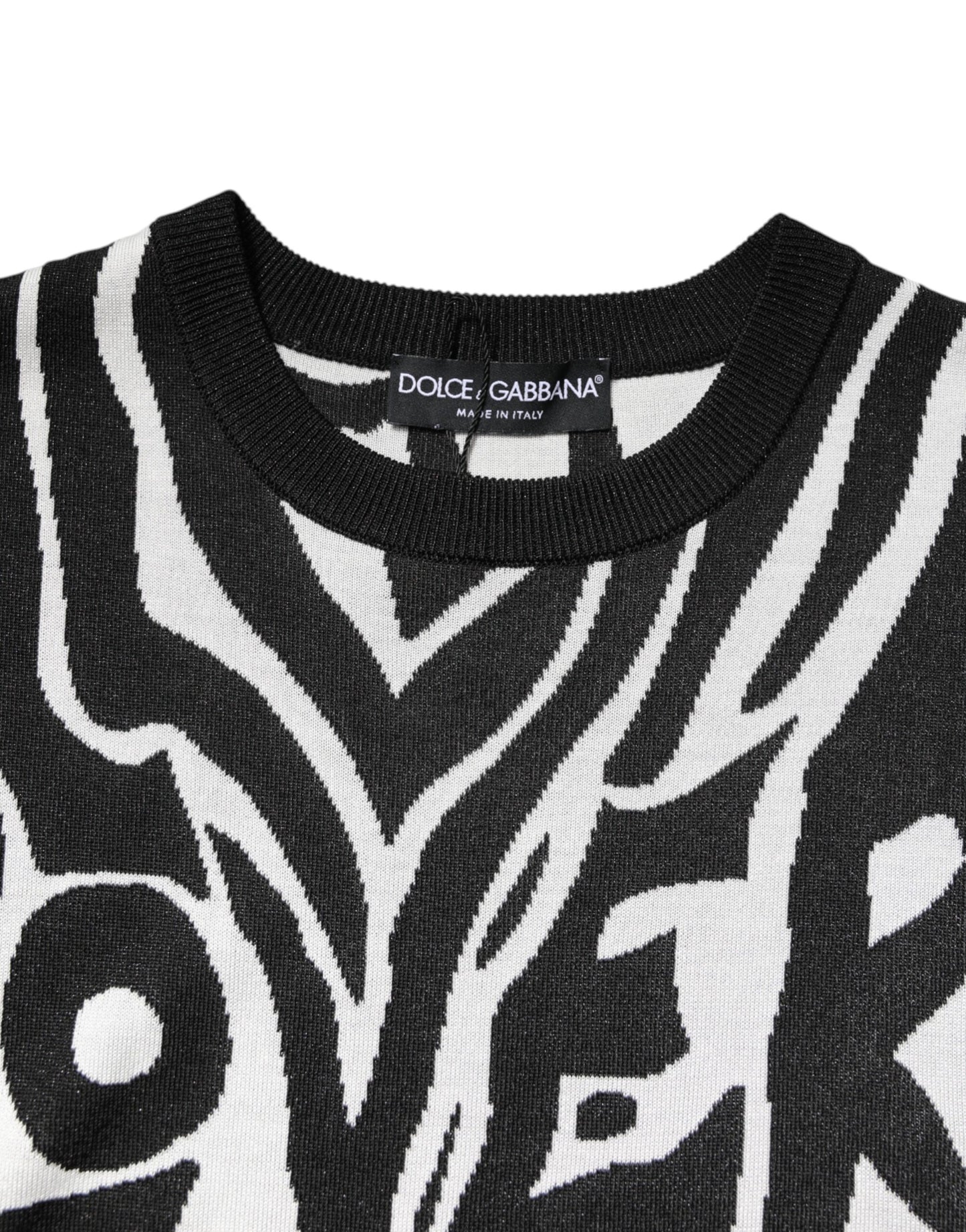 Pull imprimé noir et blanc pour femme