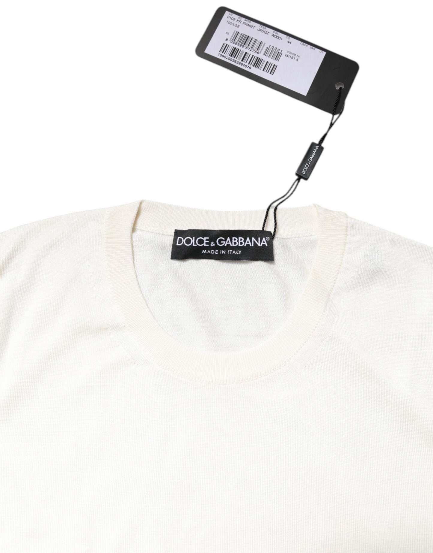Camiseta sin mangas de cuello redondo de seda blanca