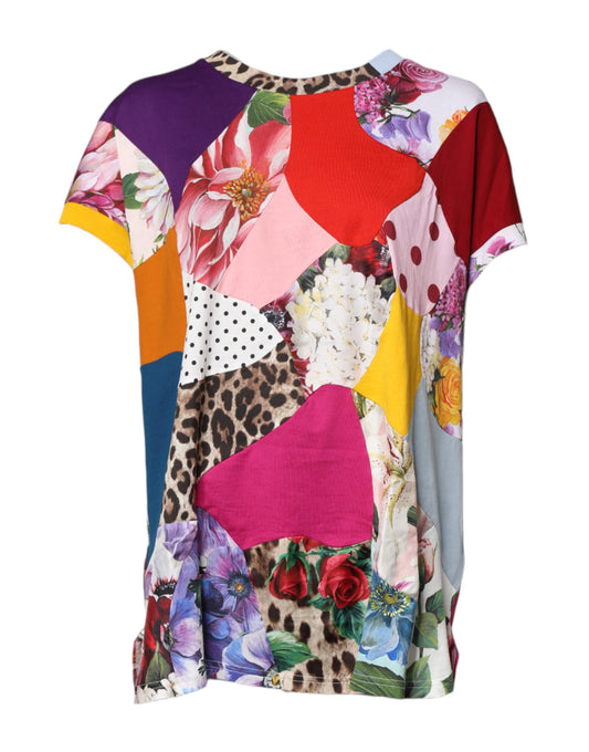 Blusa de manga corta con parches multicolor