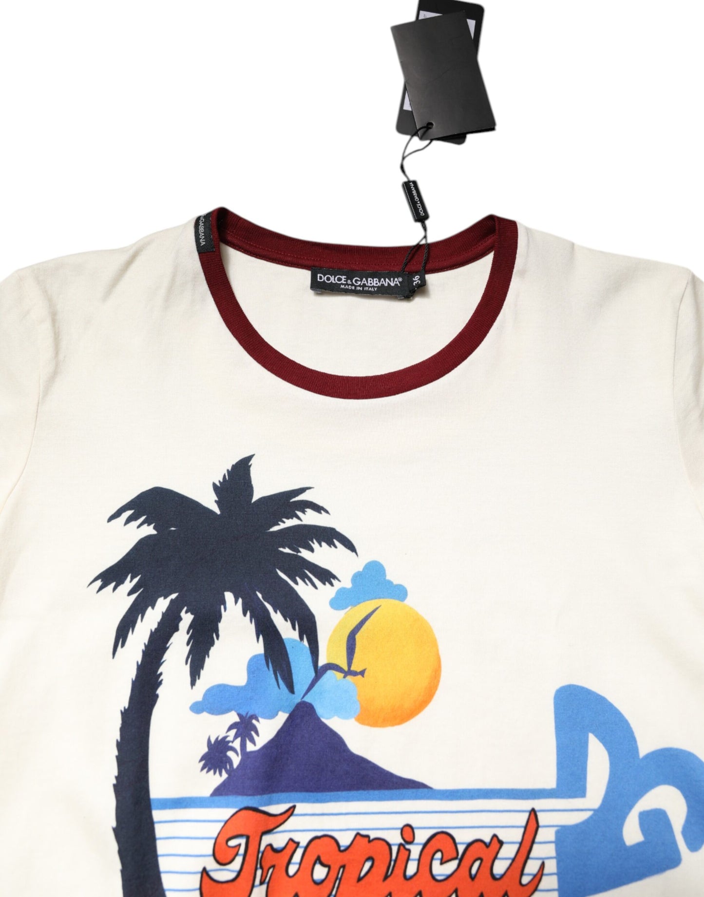 Camiseta de manga corta con estampado de algodón blanco