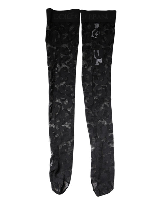 Chaussettes en coton extensible à dentelle florale noire