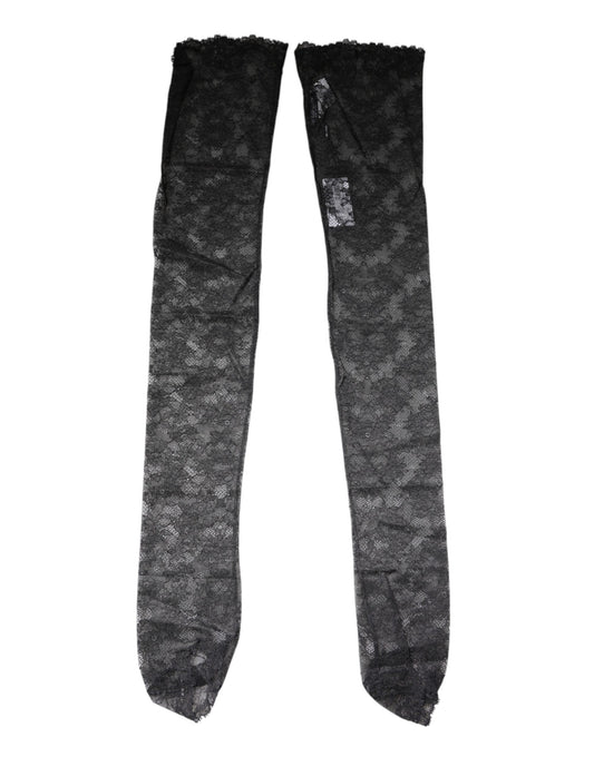 Chaussettes en coton extensible à dentelle florale noire