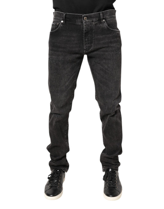 Jean skinny en coton délavé gris