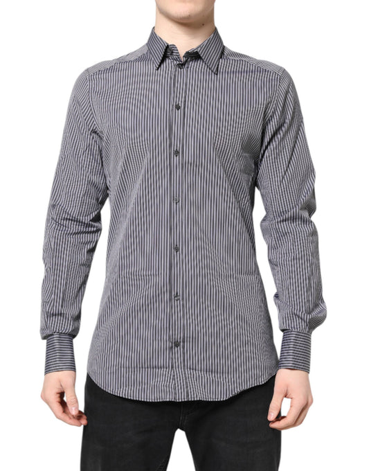 Camisa formal de rayas blancas y negras doradas