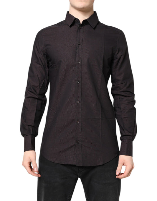 Camisa de vestir para hombre en algodón jacquard color granate GOLD
