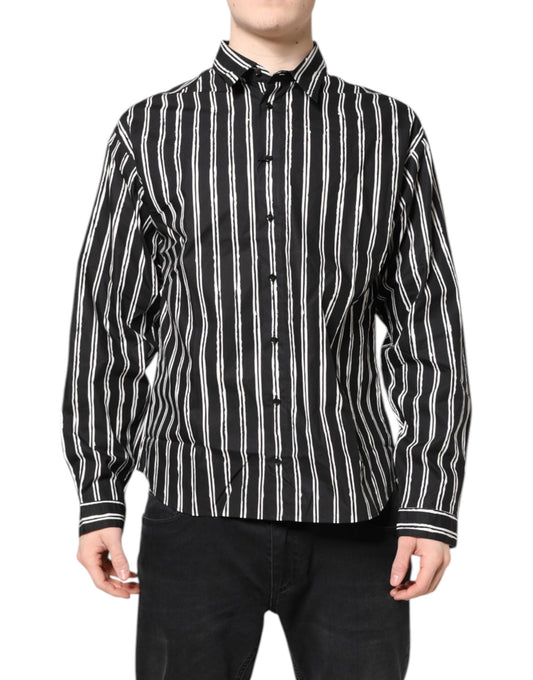 Camisa de vestir de algodón a rayas blancas y negras