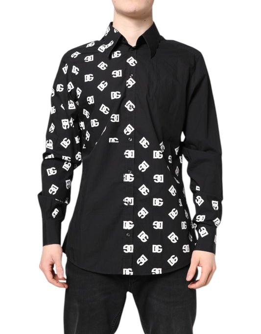 Camisa de vestir MARTINI de algodón con logotipo DG negro