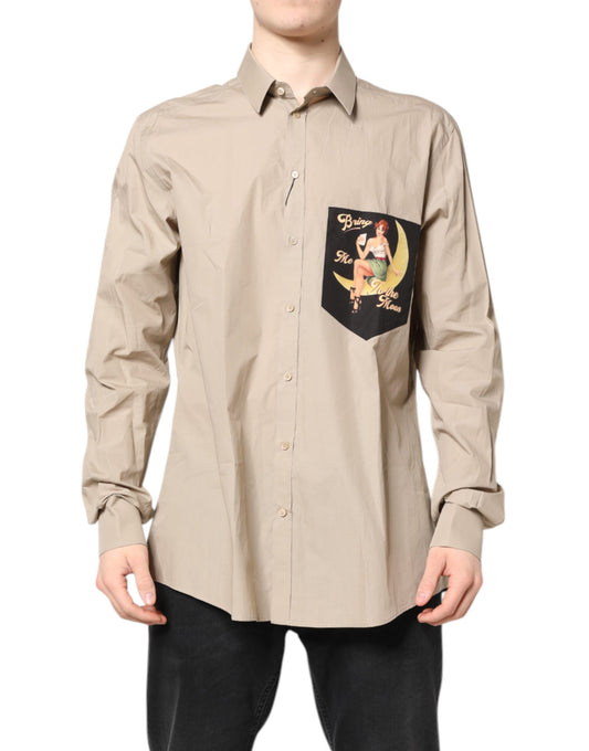 Camisa casual para hombre MARTINI con estampado pin-up beige